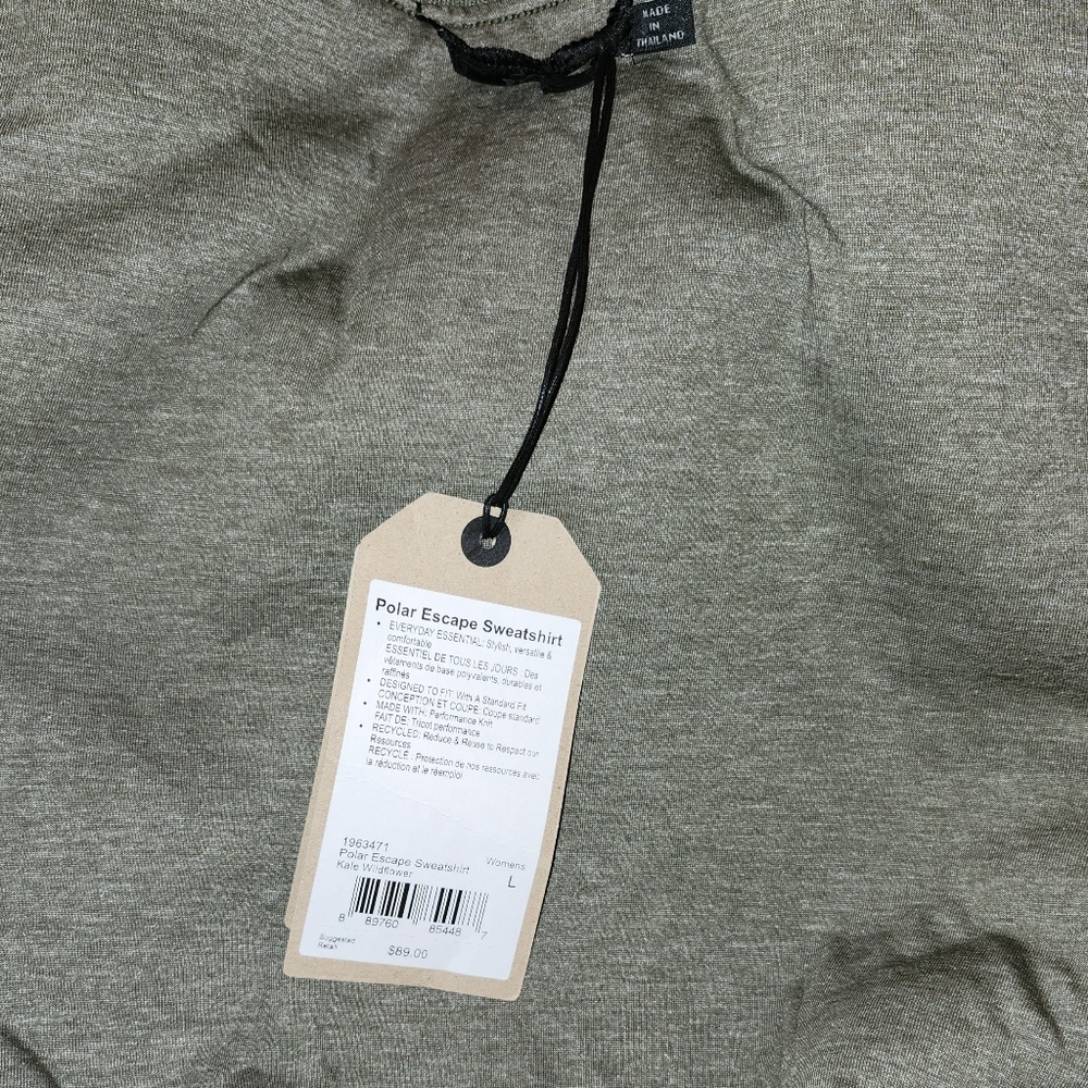 NWT Prana Polar Escape Reversable Sherpa Sweatshirt Kale Wildflower Olive Large - Picture 3 of 9